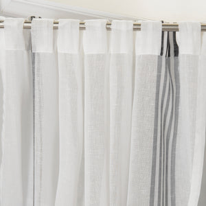 Sheer Faux Linen Stripe Curtains