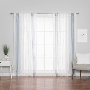 Sheer Faux Linen Stripe Curtains