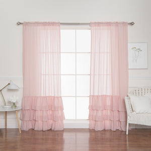 Faux Linen Ruffle Curtains