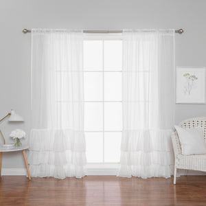 Faux Linen Ruffle Curtains