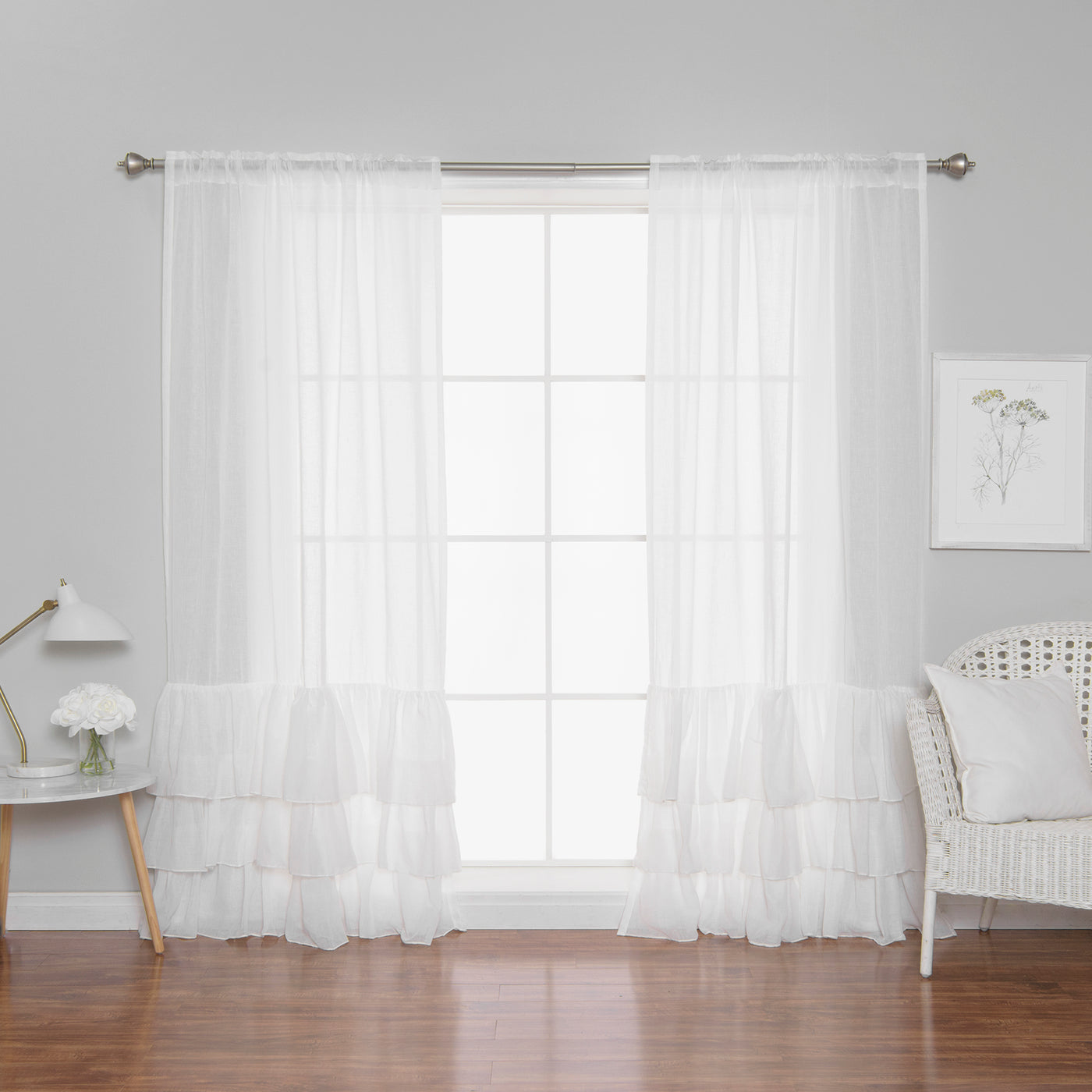 Faux Linen Ruffle Curtains