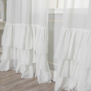 Faux Linen Ruffle Curtains