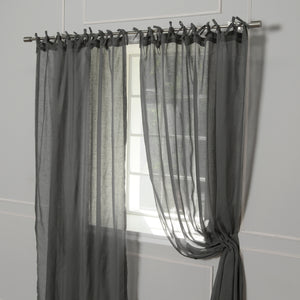 Faux Linen Tie Top Curtains