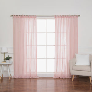 Faux Linen Tie Top Curtains