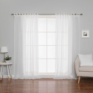 Faux Linen Tie Top Curtains