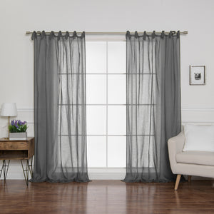 Faux Linen Romantic Tie Top Curtains