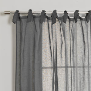 Faux Linen Romantic Tie Top Curtains