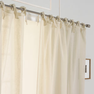 Faux Linen Romantic Tie Top Curtains