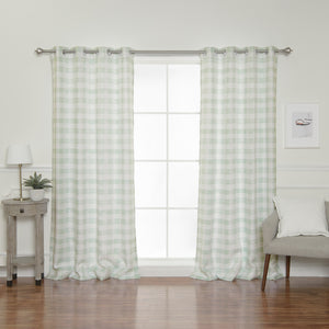 Nordic Watercolor Check Grommet Curtains
