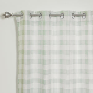 Nordic Watercolor Check Grommet Curtains
