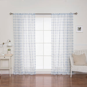 Sheer Watercolor Plaid Curtains