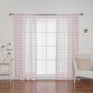 Sheer Watercolor Plaid Curtains