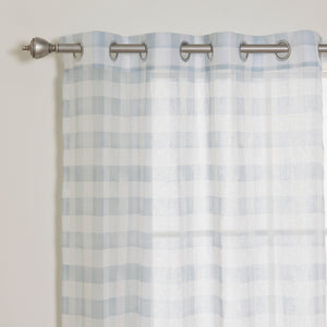 Sheer Watercolor Plaid Grommet Curtains