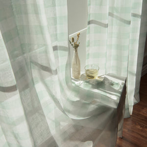Sheer Watercolor Plaid Grommet Curtains